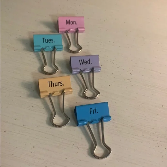 10 PC Colorful Binder Clips with Silver Tone Mesh Holder - Picture 4 of 5